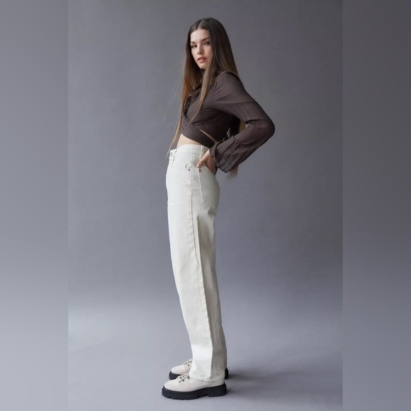 BDG Urban Outfitters High-Rise Baggy Ivory Jeans size 24 - Picture 1 of 9